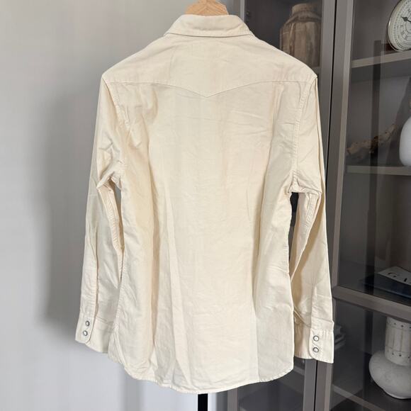 Taylor Stitch The Western Pincord Natural Long Sleeve Shirt 38 NEW Pearl Snap - Picture 5 of 7